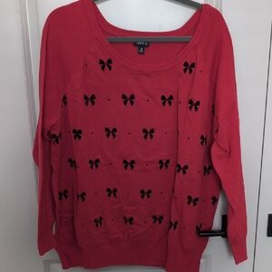 Torrid Red Sweater with Black Bow Design